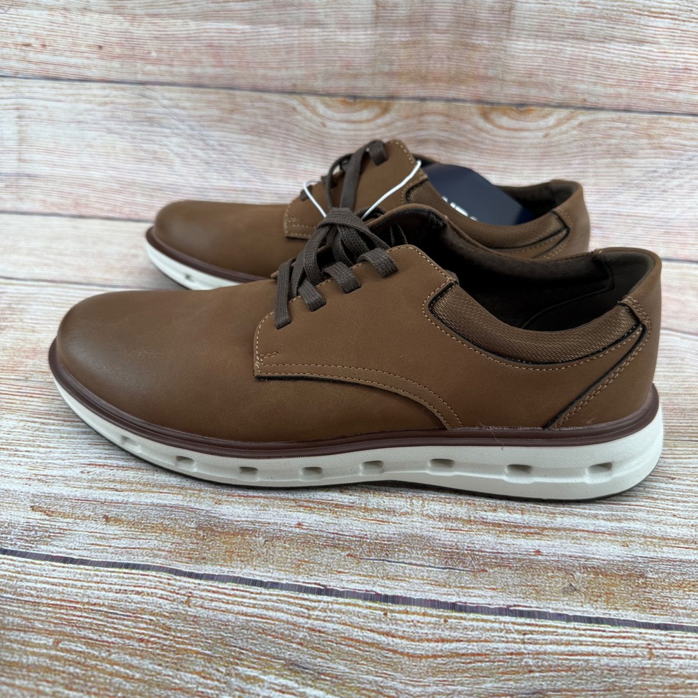 Lands End Mens Sport Oxford Shoes Dark Tan White Size 10.5 1908426 NEW